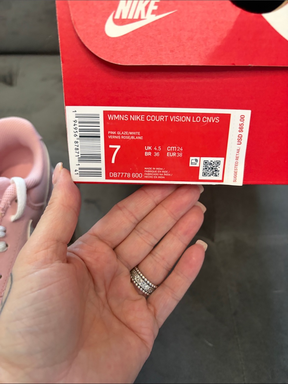 Nike Women’s Pink Low-Top Court Sneakers - Picture 6 of 6